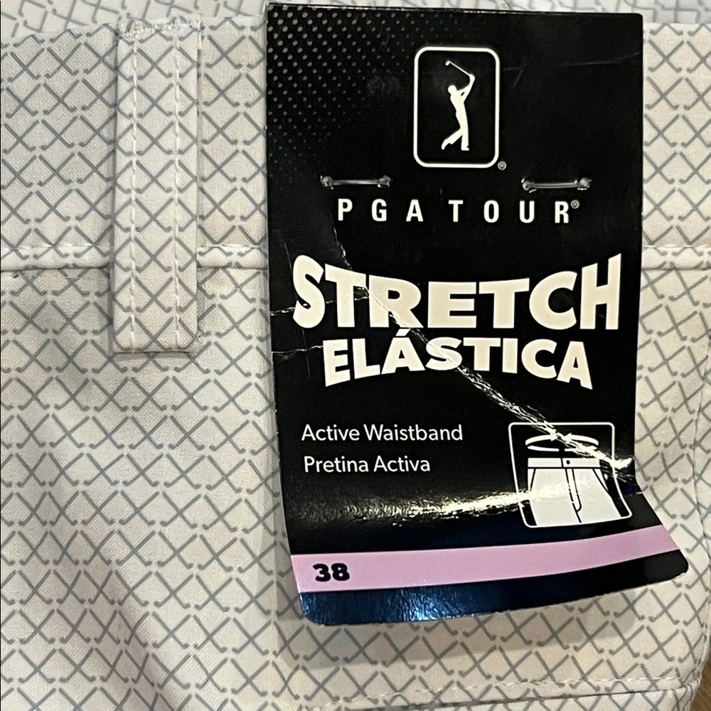 NWT PGA Tour Men's White Golf Club Patterned Shorts Size 38 UPF 50 Wicking - Picture 6 of 15